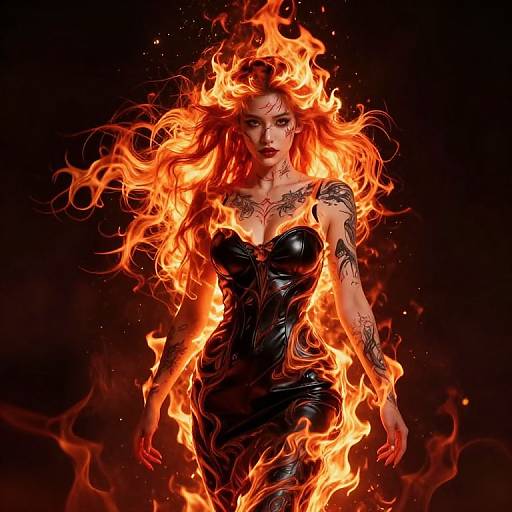 Ethereal Fire Fairy in Leather Dress