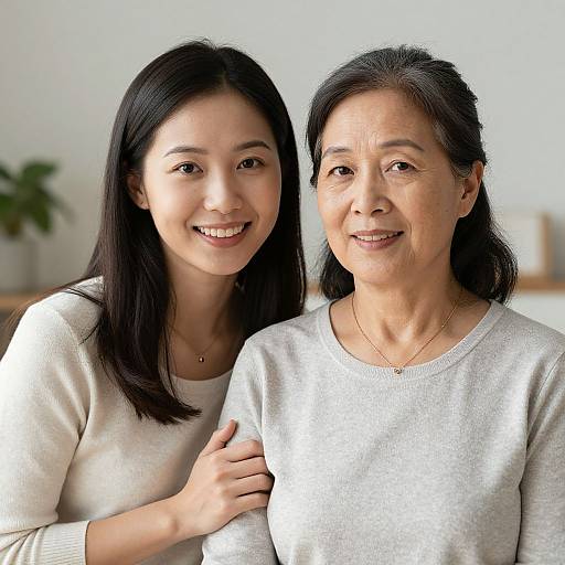 Portrait of Senior Asian Woman and Daughter