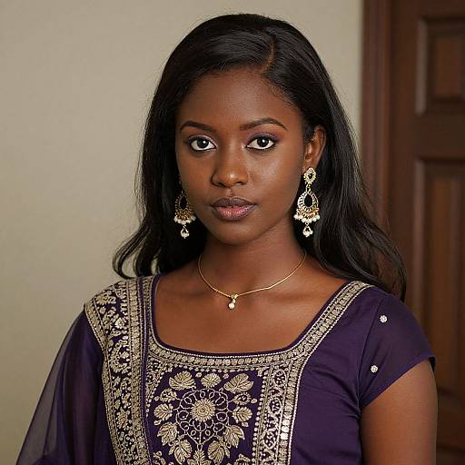 Realistic Portrait of Dark-Skinned Woman