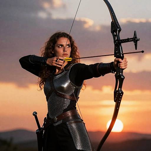 Dynamic Archer in Fiery Sunset