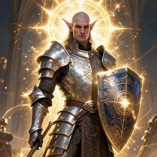 Male Drow Paladin in Gothic Armor