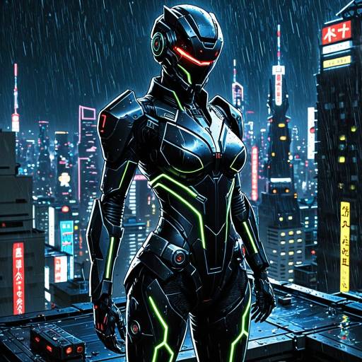 Cybernetic Assassin in Neon Metropolis