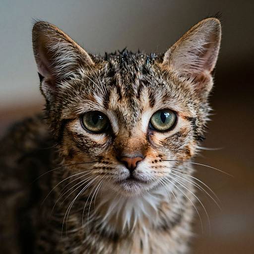 Photorealistic Close-Up of Wet Kitten