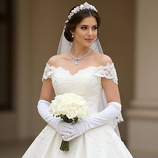 Elegant Lace Embroidered Bridal Portrait