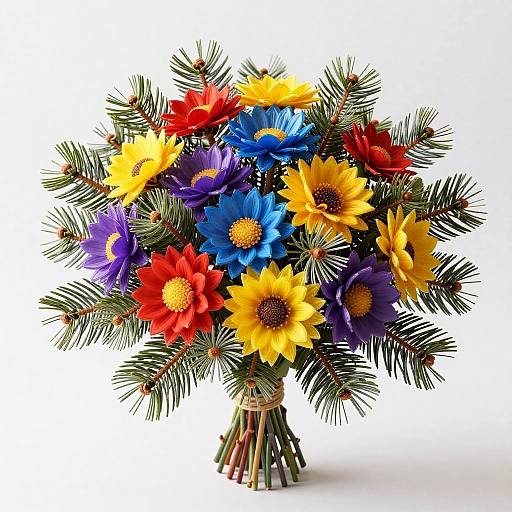 Hyperrealistic Pine Needle Flower Bouquet