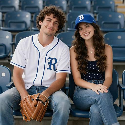 Young Couple Sitting in Stadium Seats