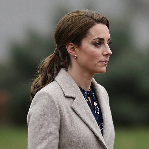 Elegant Woman in Beige Herringbone Coat