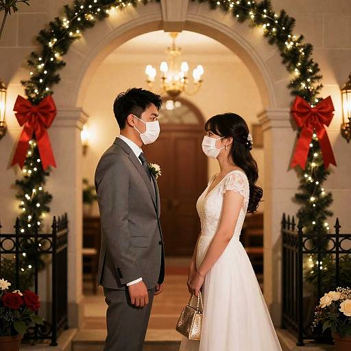 Romantic Wedding Under Festive Lights