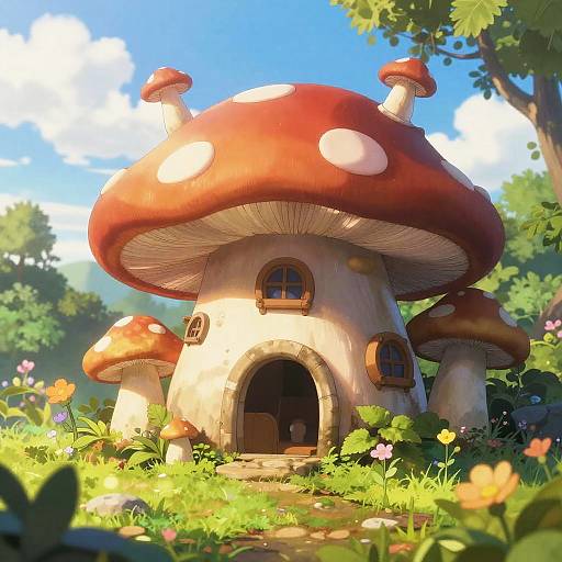 Anime Gnoll in Magical Mushroom House