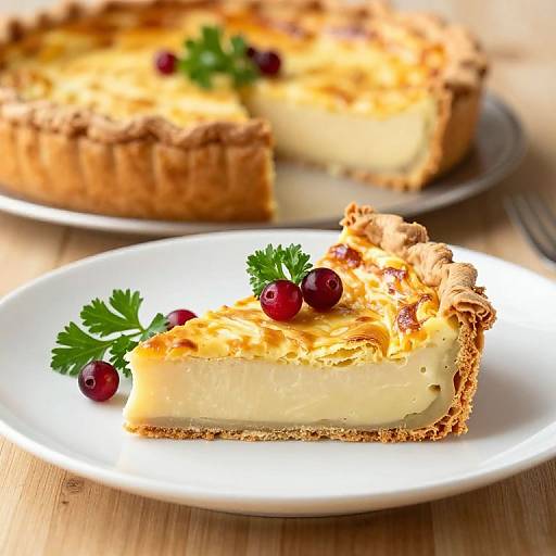 Golden Quiche Slice with Garnish