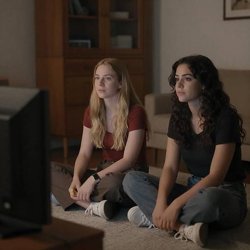 Two Women Watching TV in Dim Room