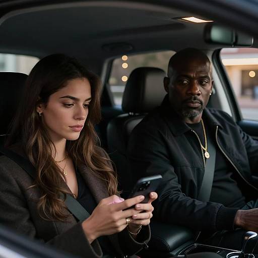 Intimate Portrait in a Dim Car