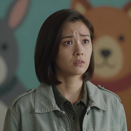 Intense Young Woman Against Colorful Mural