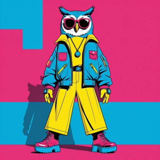 Cool Owl Character in Vibrant Streetwear
