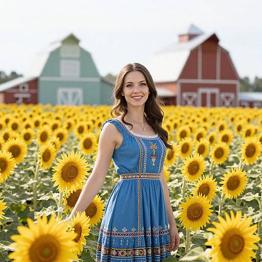Graceful Woman in Sunflower Field