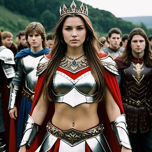 Medieval Warrior Queen with Knights