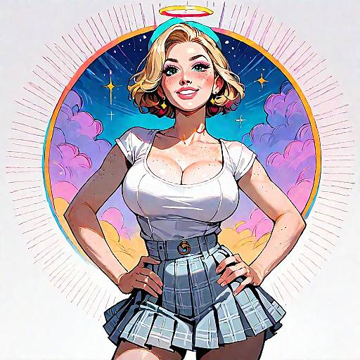 Playful Blonde Woman with Halo