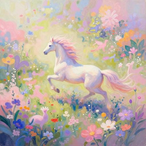 Majestic Mythical Creature In Blooming Garden