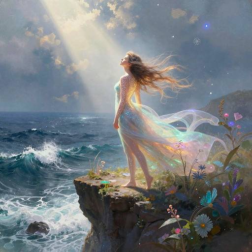 Ethereal Sylph on Stormy Cliff Edge
