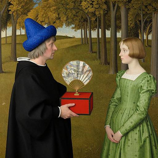 Bosch-Inspired Scene with Man and Woman