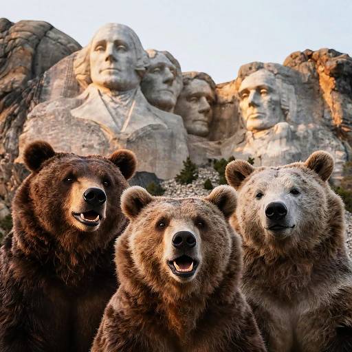Bear Selfie at Mount Rushmore Golden Hour