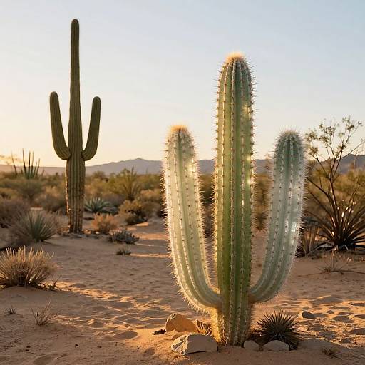 Surreal Glass Cacti in Desert Landscape