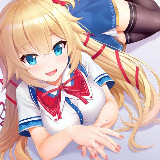 Illustration of Akai haato (1st costume), hololive in the style of Denhijou niki