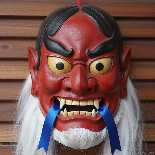 Exaggerated Japanese Demon Mask Artwork