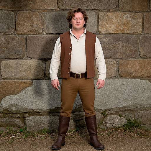 Male Hobbit Costume by Stone Wall