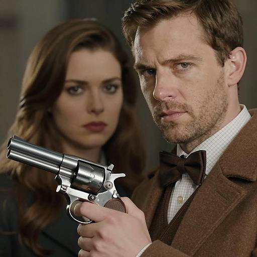 Intense Close-Up of a Mysterious Couple