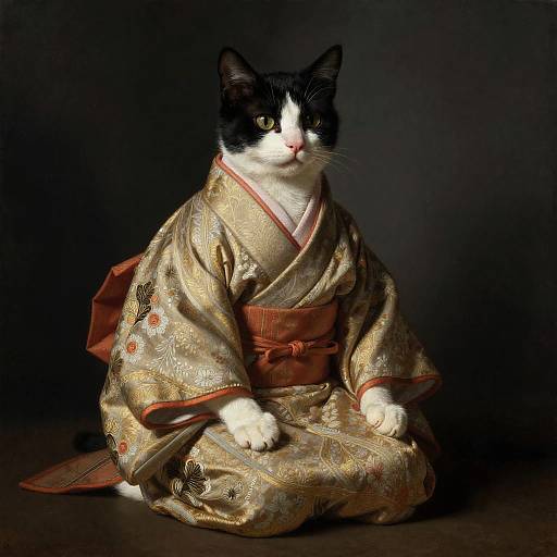 Cat in Traditional Japanese Kimono