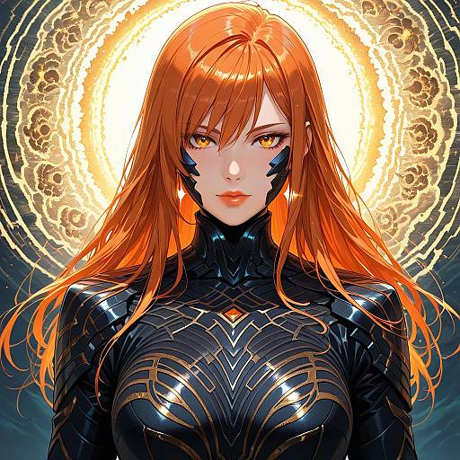 Orange-Haired Girl with Fractal Chaos