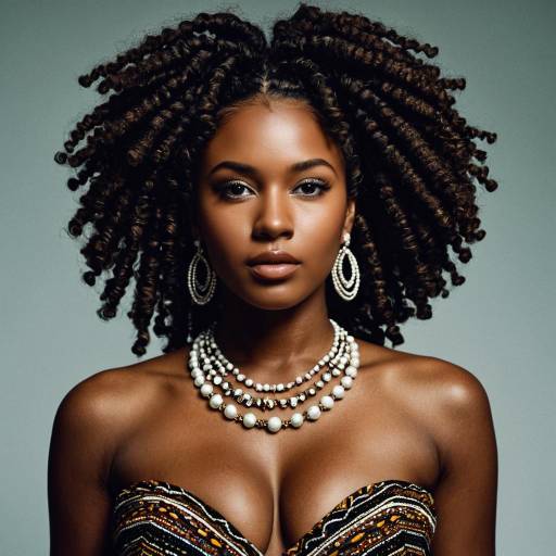 Stunning Dark-Skinned Beauty with Jewelry