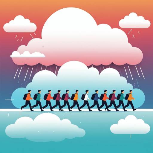 Scrum Team Journey to the Cloud Illustration