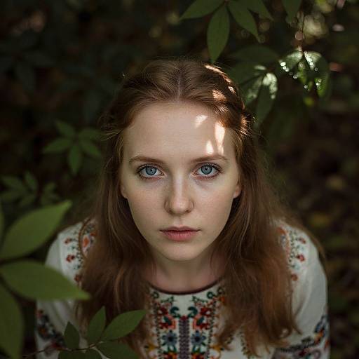 Ethereal Slavic Woman in Forest Light