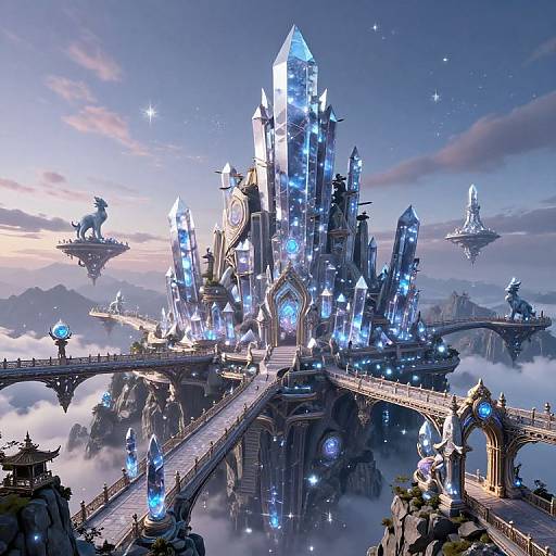 Fantasy Crystal Spire Mountain City