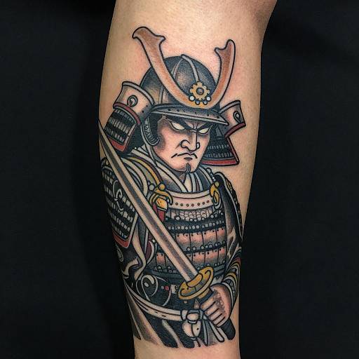 Intricate Samurai Warrior Forearm Tattoo
