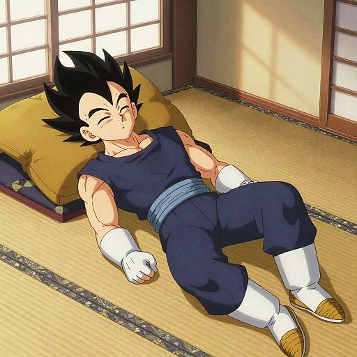 Vegeta Relaxing in Traditional Japanese Room