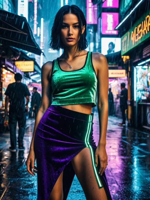 Cyberpunk Bazaar Fashion: Edgy Woman's Look
