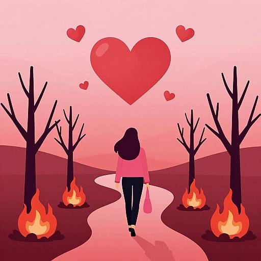 Lo-fi Celestial Woman Walking Path