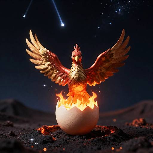 Miniature Phoenix Hatching in Space