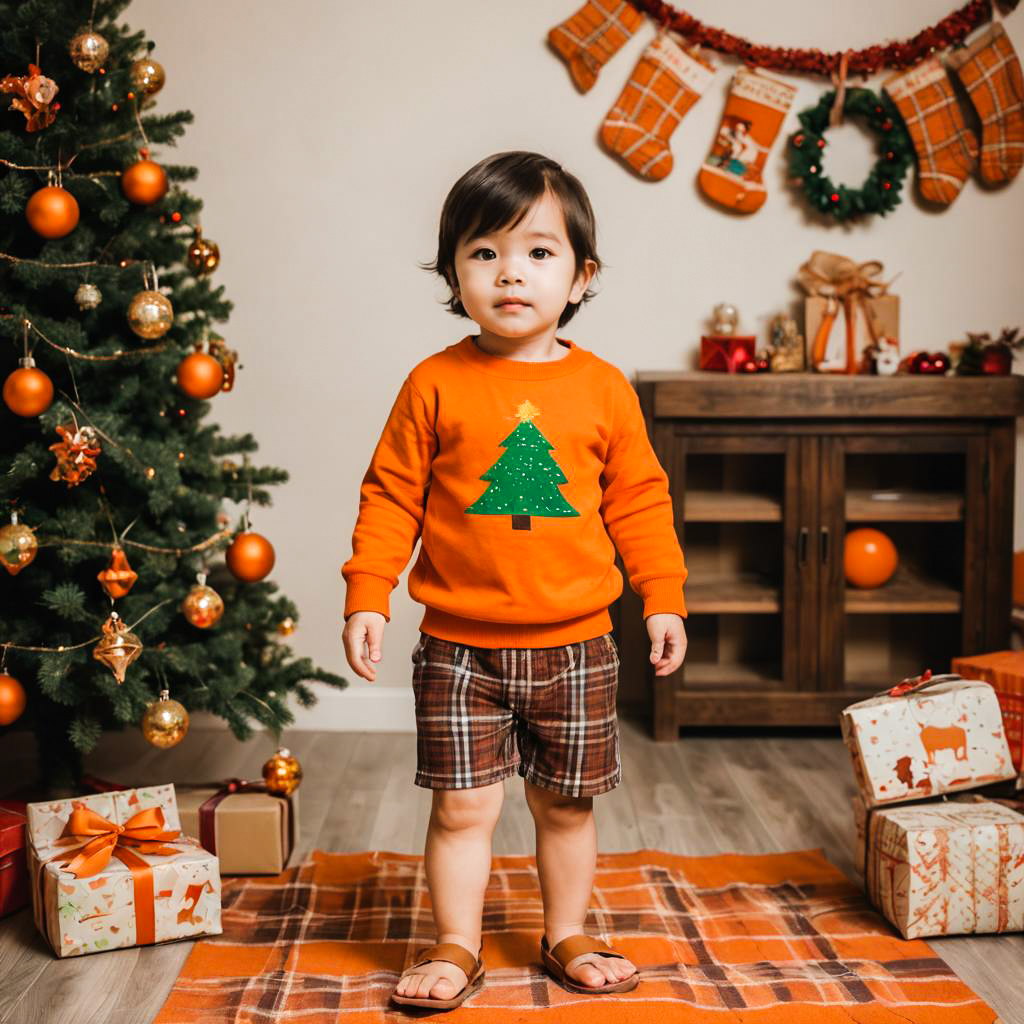 Festive Toddler Boy in Surreal Setting