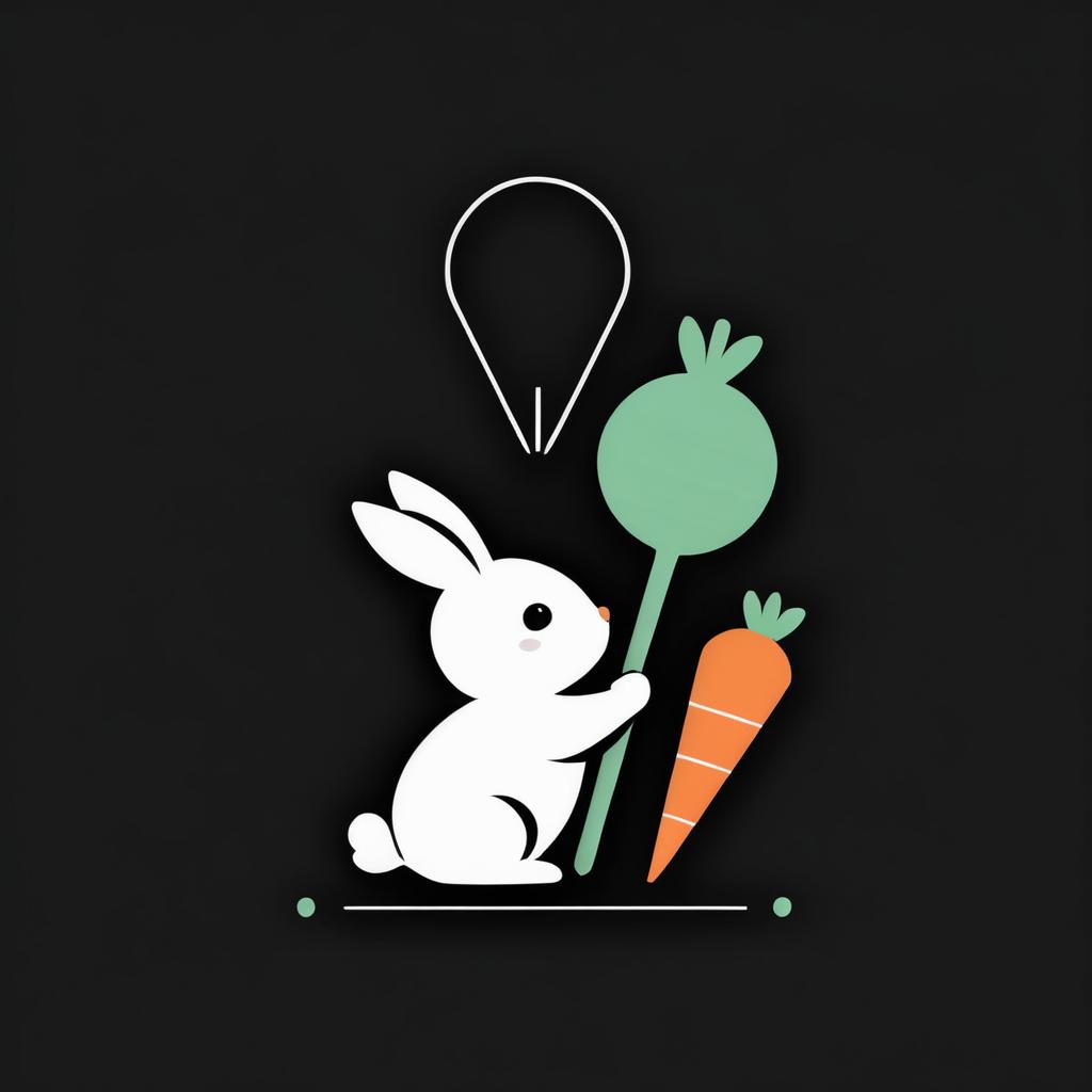 Minimalist Kawaii Bunny with Carrot Logo