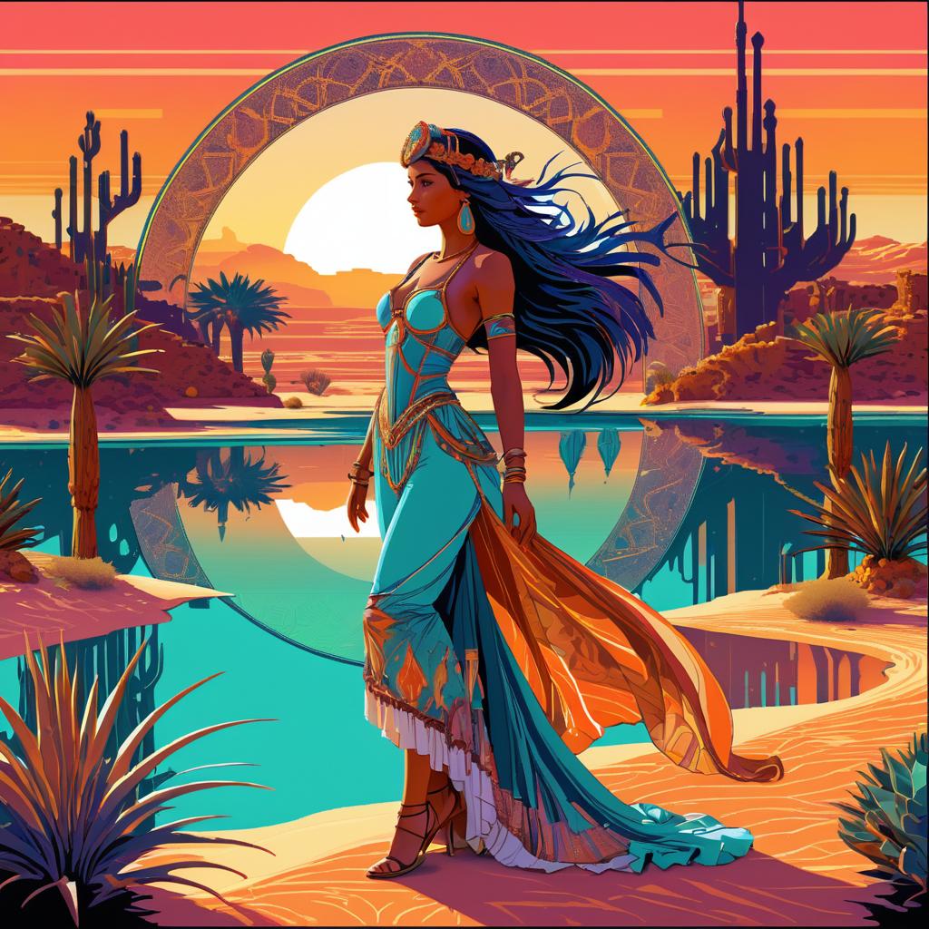 Mystical Desert Oasis Tarot Card Art