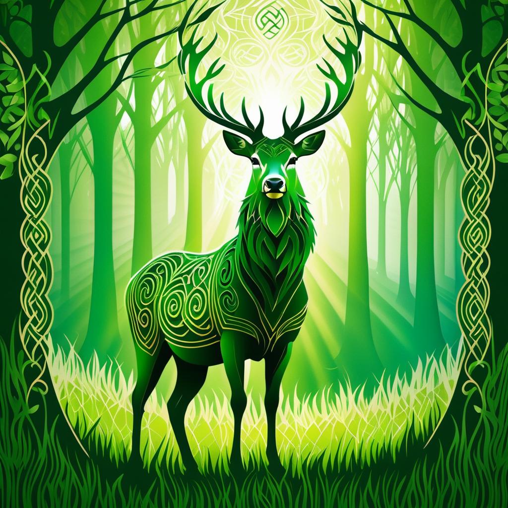 Majestic Stag in a Celtic Meadow