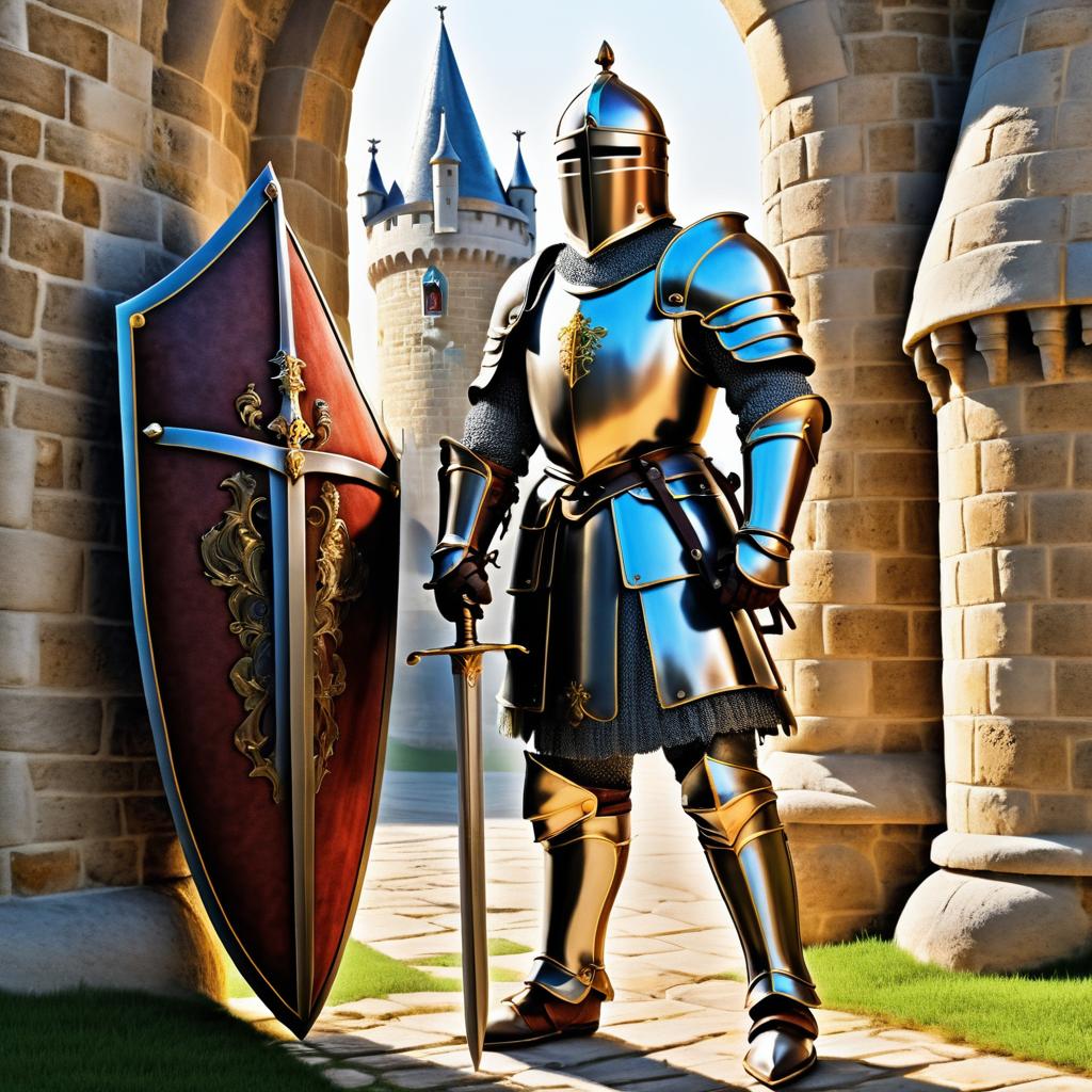 Knight in Shining Armor at Castle Gate