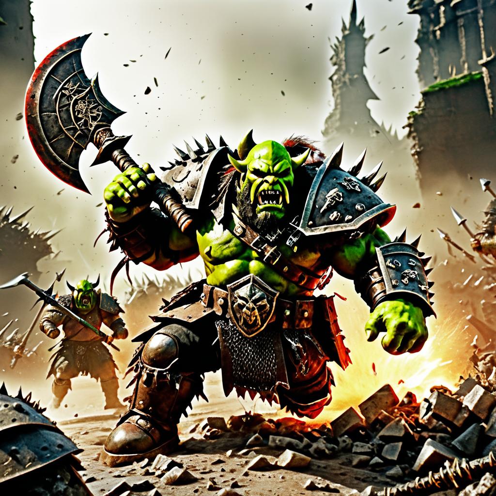 Epic Ork Warlord Charging into Battle