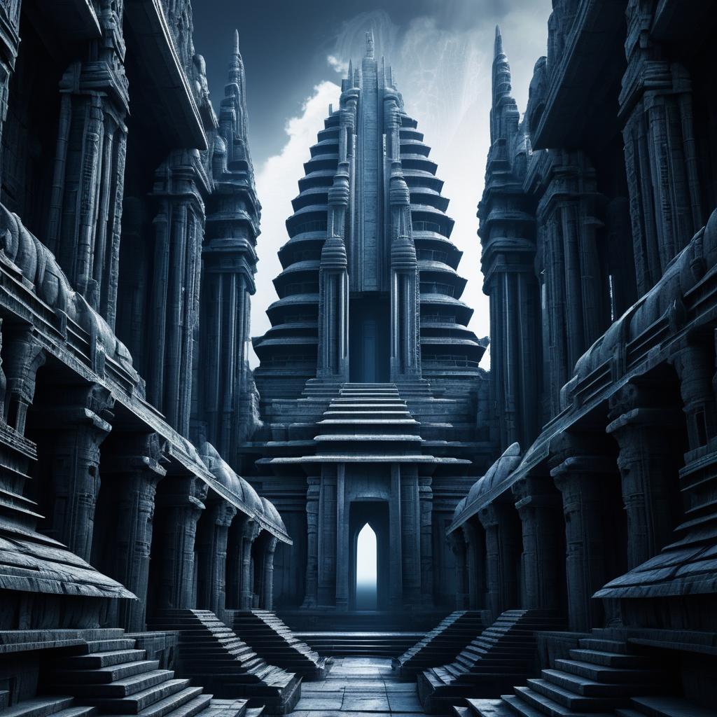 Surreal Ancient Temple Ruins in Giger Style