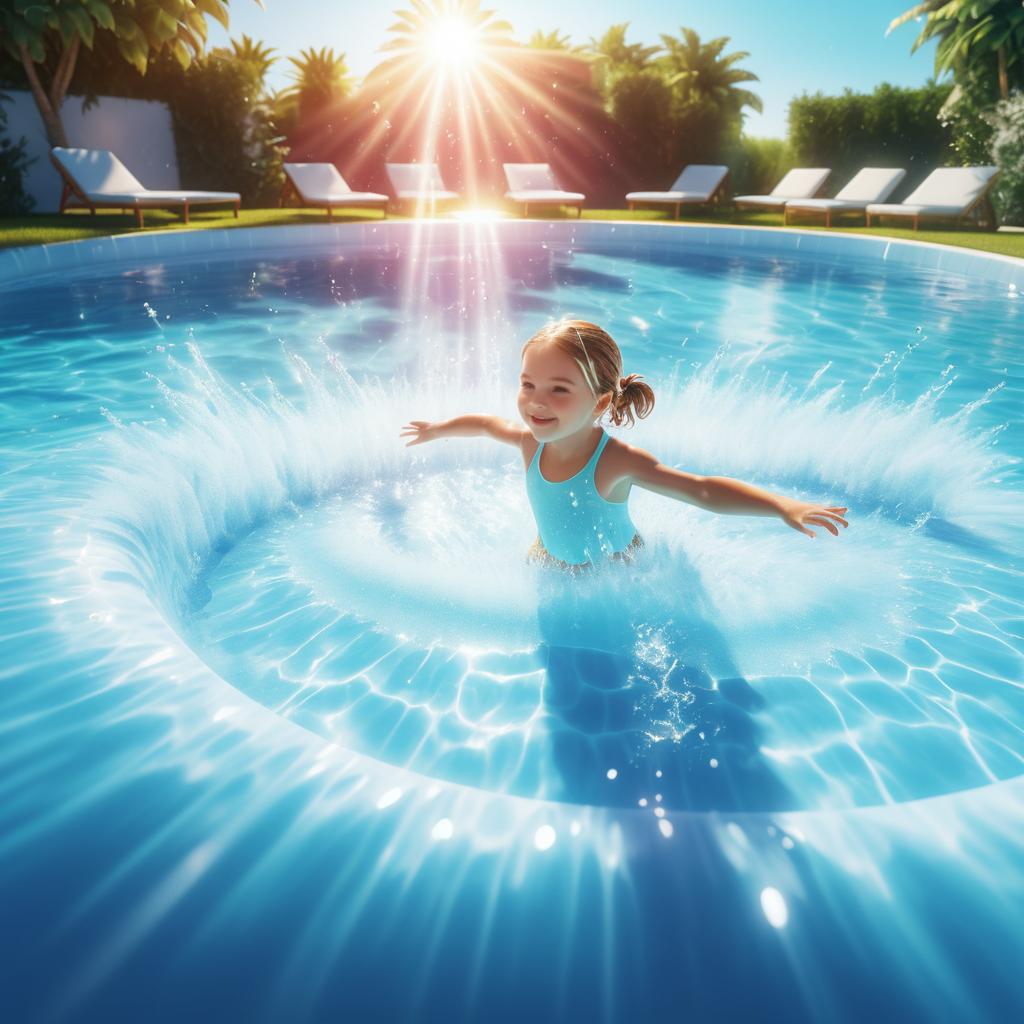 Children Playing in a Vibrant Pool