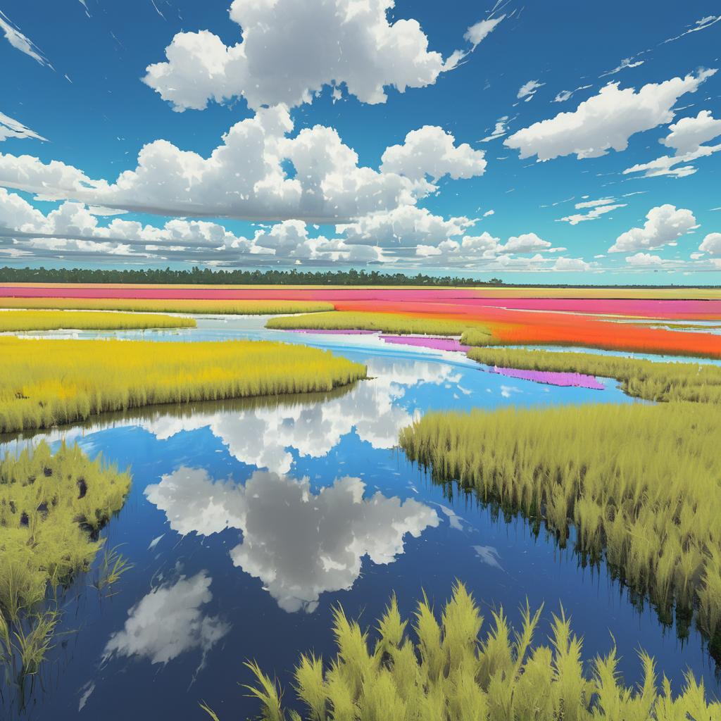 Vibrant Adventure in Marshy Delta Landscapes